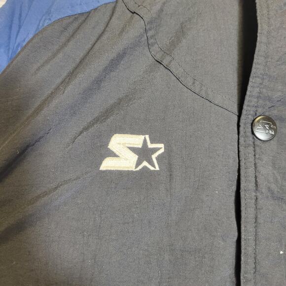 Starter Dallas Cowboys Puffer Coat Jacket Full Zip Vintage NFL Black Mens Med - Picture 6 of 14